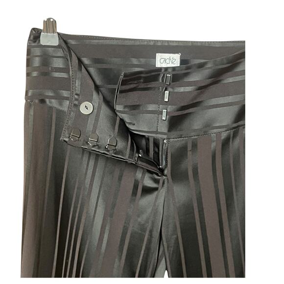 CACHE Pants Stripped Silky in Black Fabric From France Size Small Made in USA - Picture 5 of 9